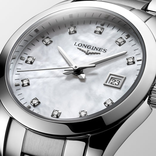 Longines Conquest Classic 29mm Mother-of-Pearl Diamond Quartz Steel L2.286.4.87.6
