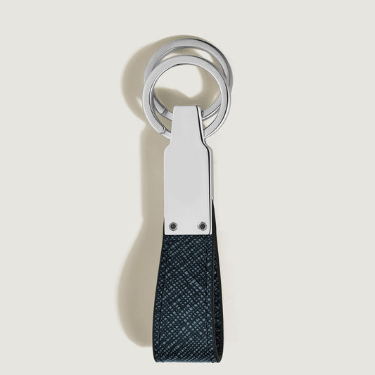 Montblanc key ring with loop sartorial tweed blue 220397
