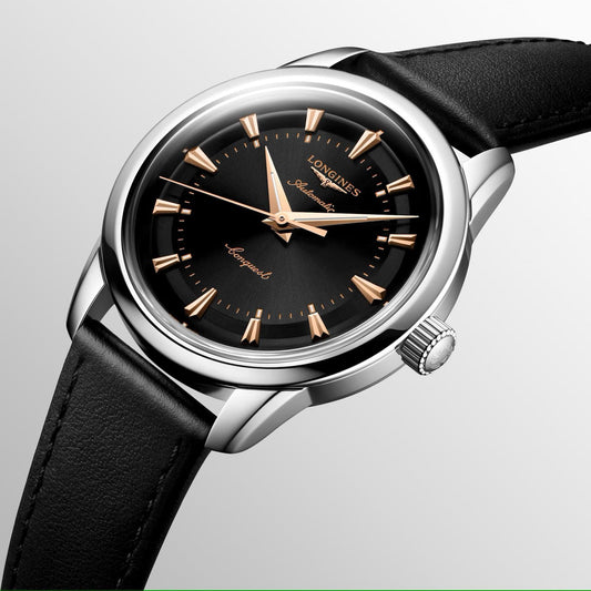 Longines Conquest Heritage 38mm Black Automatic Steel Watch L1.649.4.52.2