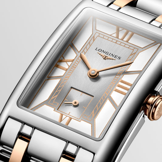 Longines DolceVita Watch 23.30x37.00mm White Quartz 18kt Steel and Rose Gold L5.512.5.75.7