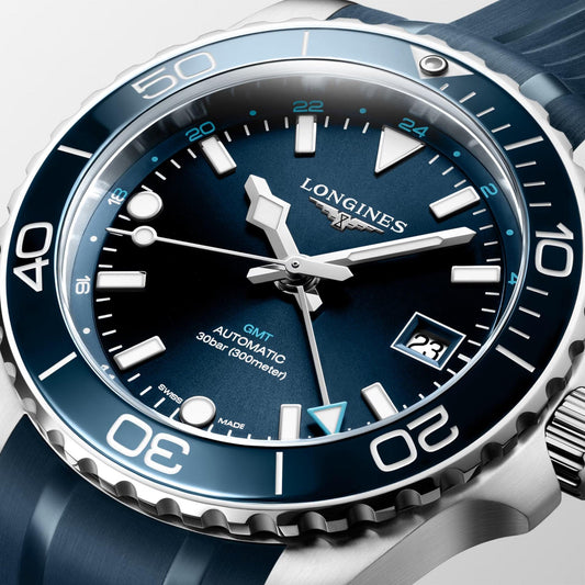 Longines HydroConquest GMT 41mm Blue Automatic Steel Watch L3.790.4.96.9