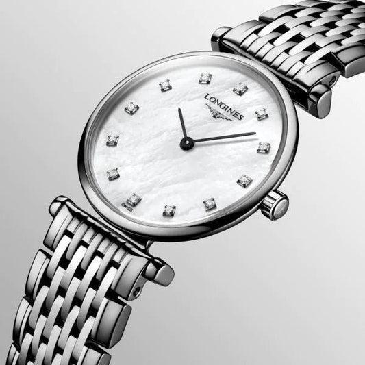 Longines La Grande Classique 24mm Mother-of-Pearl Diamond Steel Quartz Watch L4.209.4.87.6