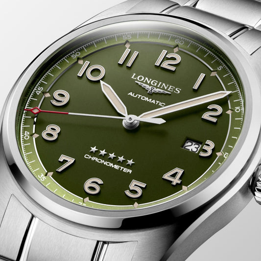 Longines Spirit 42mm Green Matt Automatic Steel Watch L3.811.4.03.6