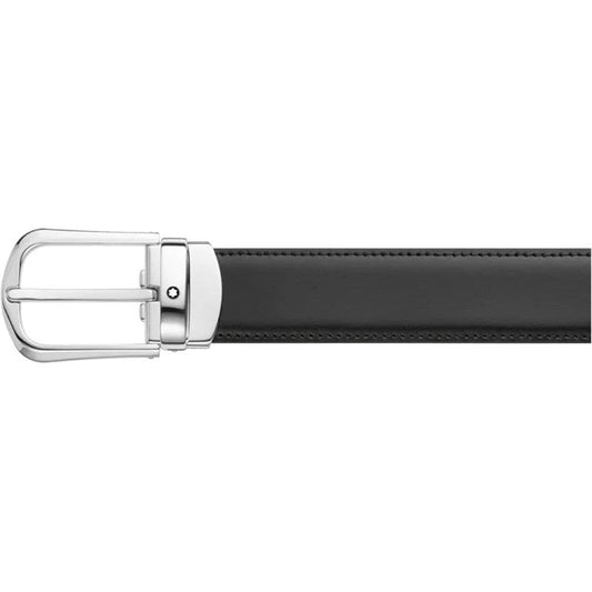 Montblanc men's elegant black/brown 30mm reversible adjustable belt 114412