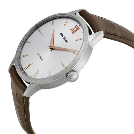 Montblanc Heritage Spirit 41mm silver automatic stainless steel watch 110695