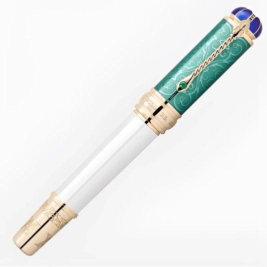 Montblanc Patron fountain pen in teal with exclusive gold and cap with blue gem in homage to Queen Victoria