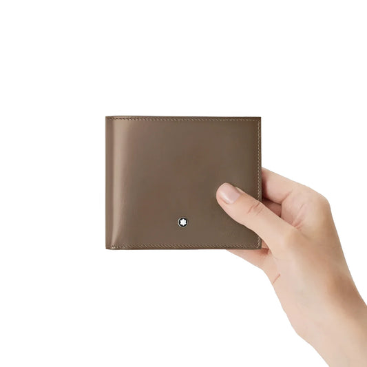 Montblanc Meisterst�ck Wallet in shiny mastic brown leather with matte finish and extra pockets with silver star