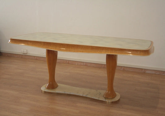 Mid-century modern dining table by Vittorio Dassi with rectangular marble top and curved legs, 1950s
