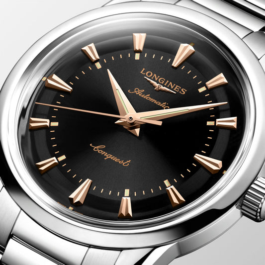 Longines Conquest Heritage 38mm Black Automatic Steel Watch L1.649.4.52.6