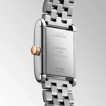 Longines Mini Dolcevita watch 21.50x29.00mm silver quartz 18kt gold steel L5.200.5.71.7