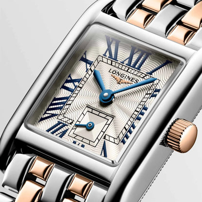Longines Mini Dolcevita watch 21.50x29.00mm silver quartz 18kt gold steel L5.200.5.71.7