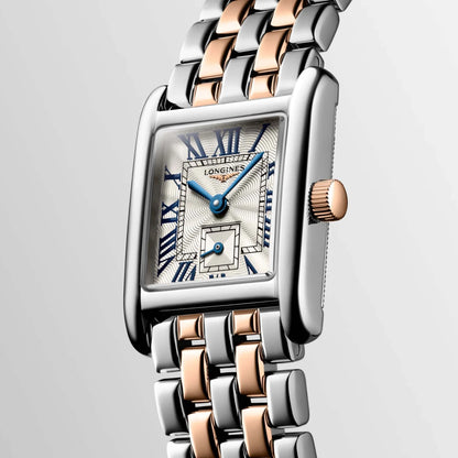 Longines Mini Dolcevita watch 21.50x29.00mm silver quartz 18kt gold steel L5.200.5.71.7