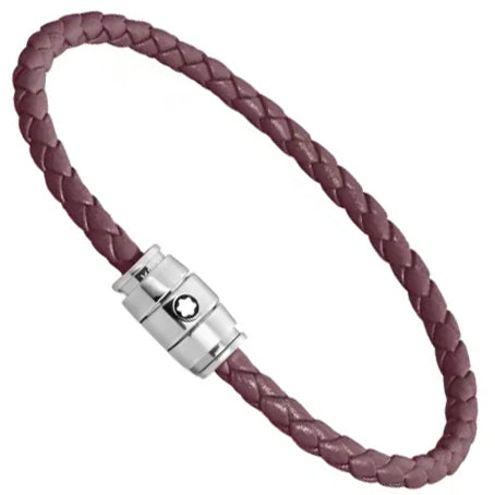 Montblanc Meisterstück Cassis 3-Ring Steel and Leather Bracelet, Size M 13431363