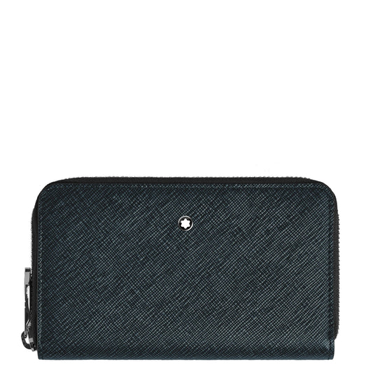 Montblanc Wallet 12 Compartments with Medium Zipper Sartorial Tweed Blue 220362