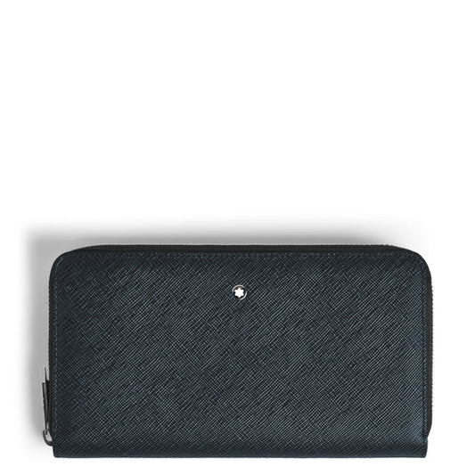 Montblanc Wallet 12 Compartments with Zipper Sartorial Tweed Blue 220365