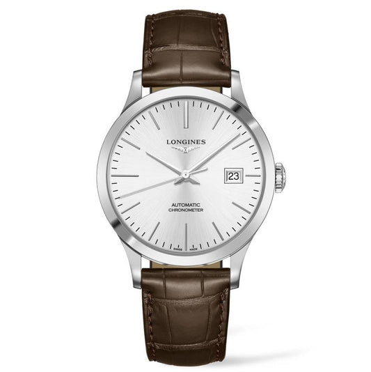 Longines Record Collection 40 mm silver automatic steel watch L2.821.4.72.2