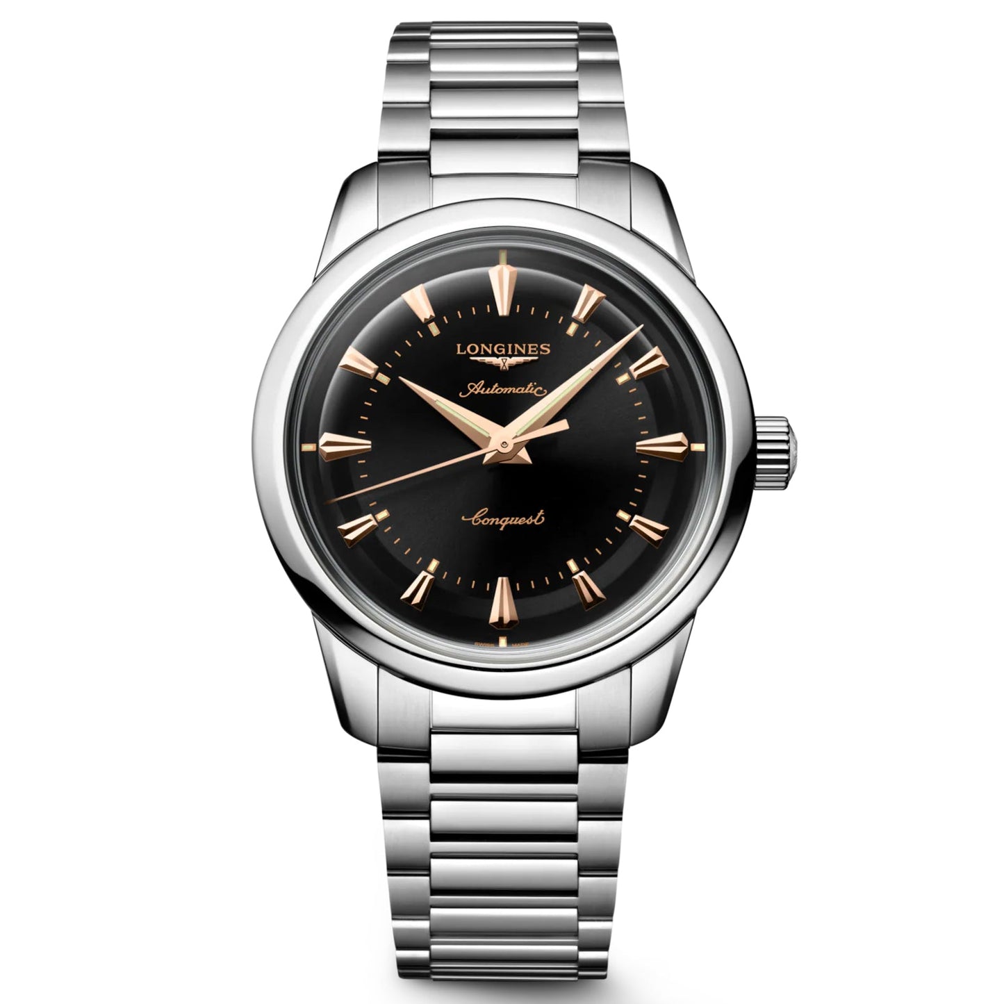 Longines Conquest Heritage 38mm black automatic steel watch L1.649.4.52.6