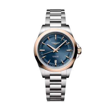 Longines Conquest 30mm Blue Automatic Stainless Steel Rose Gold PVD Finish L3.320.5.92.6