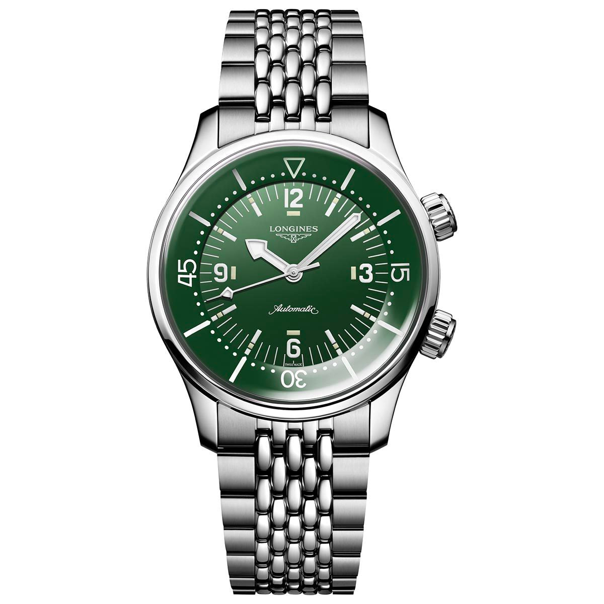 Longines Legend Diver 39mm green automatic steel watch L3.764.4.06.6