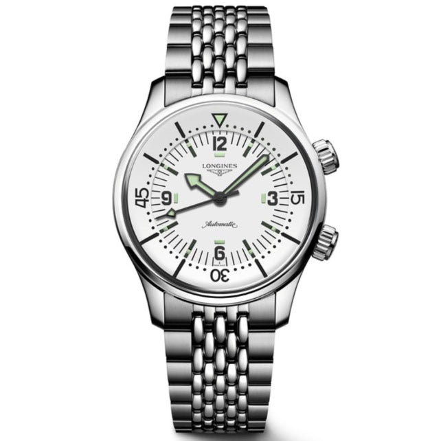 Longines Legend Diver 38mm white automatic steel watch L3.764.4.99.6