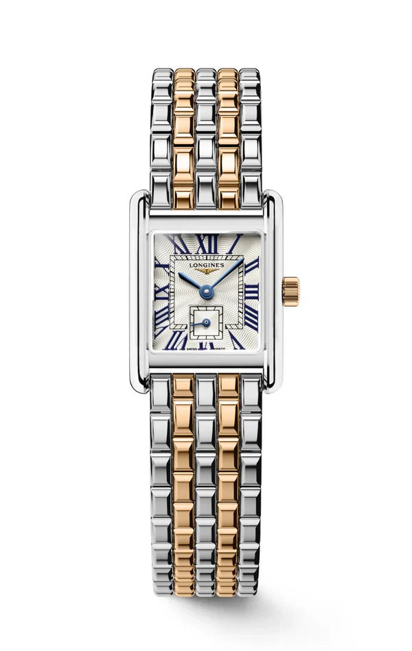 Longines Mini Dolcevita watch 21.50x29.00mm silver quartz 18kt gold steel L5.200.5.71.7