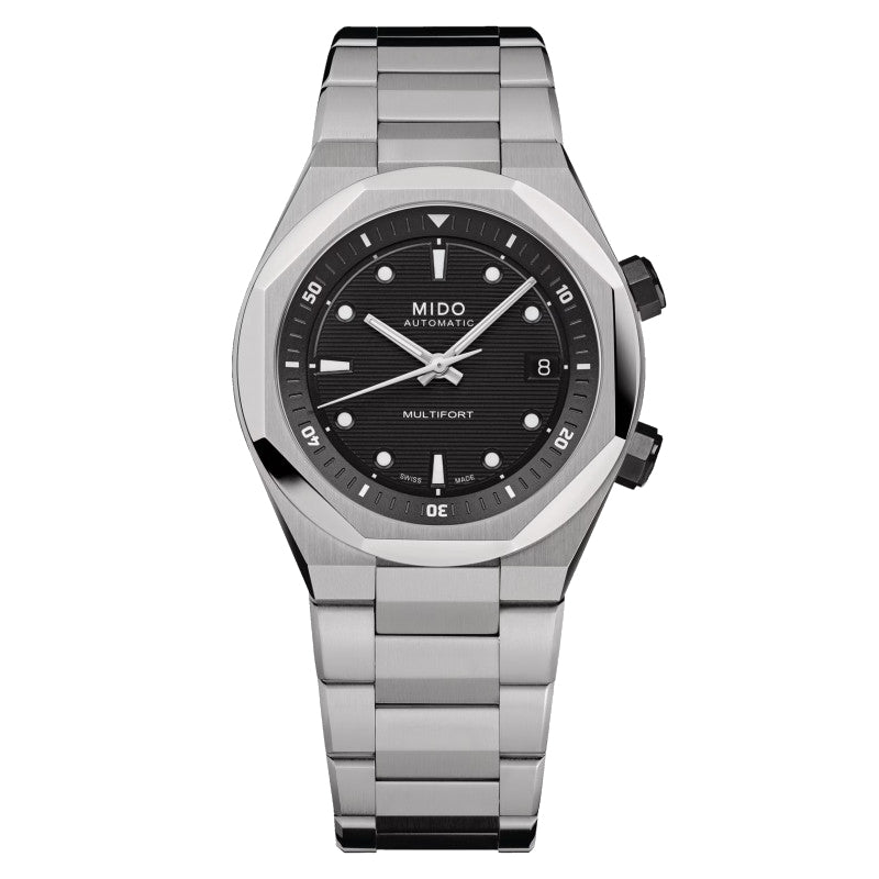 Mido Multifort 8 Two Crowns 38.4 x 40mm Black Automatic Steel Watch M047.507.11.051.00