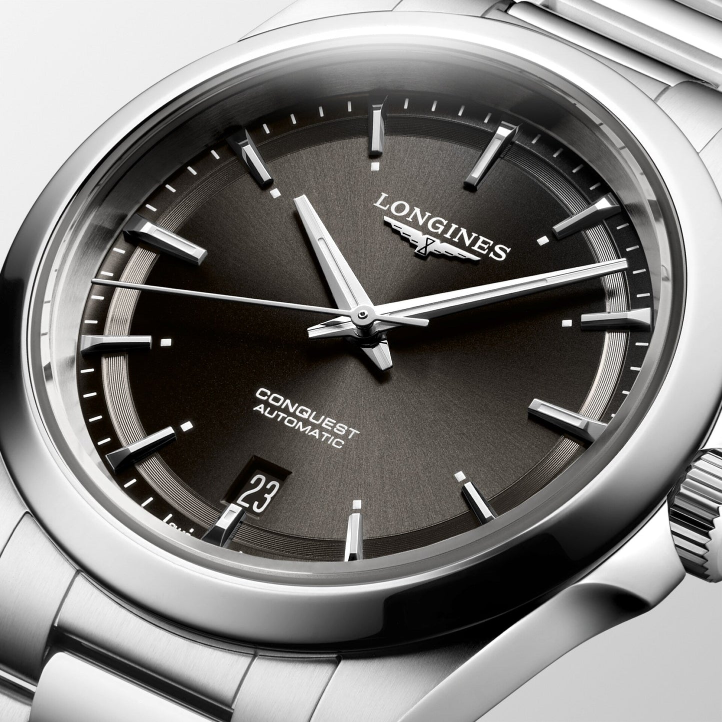 Longines Conquest 38mm black automatic steel watch L3.720.4.52.6
