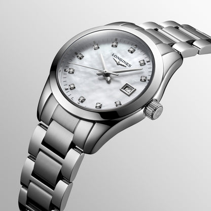 Longines Conquest Classic 29mm Mother-of-Pearl Diamond Quartz Steel L2.286.4.87.6
