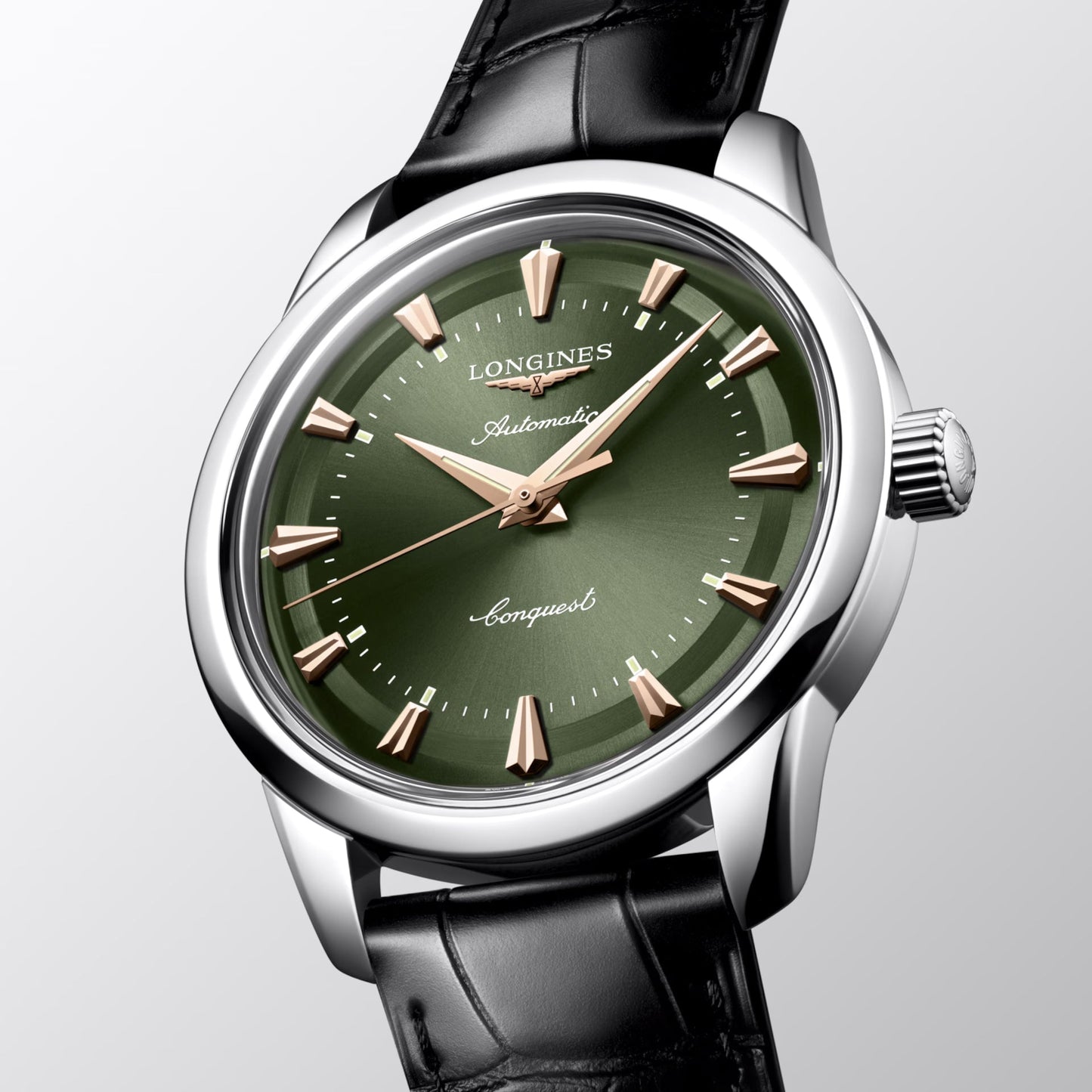Longines Conquest Heritage 40mm Green Automatic Steel Watch L1.650.4.02.2
