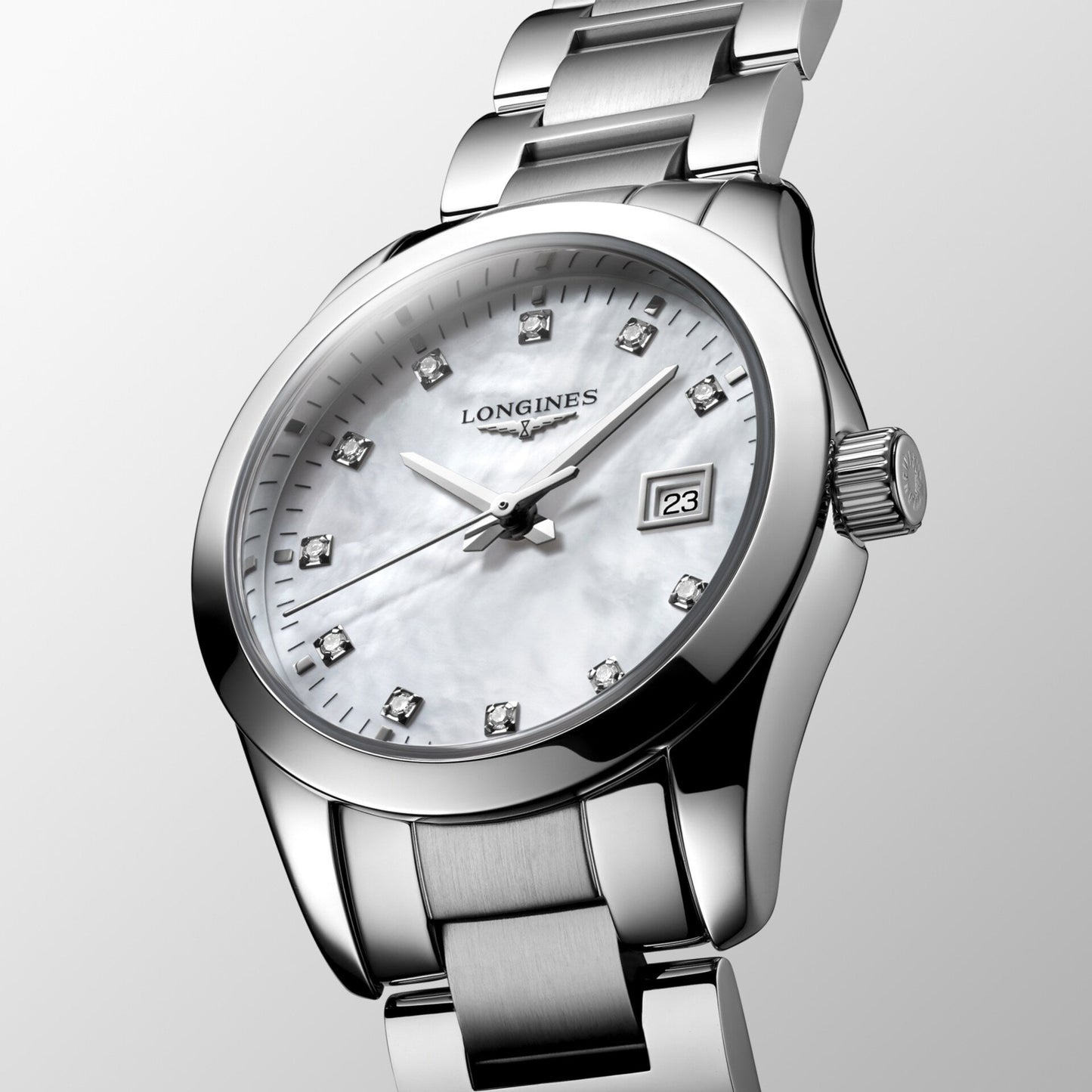 Longines Conquest Classic 29mm Mother-of-Pearl Diamond Quartz Steel L2.286.4.87.6