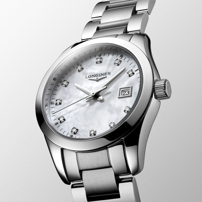 Longines Conquest Classic 29mm Mother-of-Pearl Diamond Quartz Steel L2.286.4.87.6