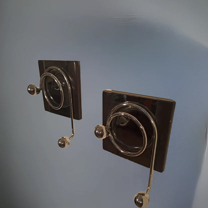 Two elegant metal wall coat hooks designed by Willy Rizzo for Mario Sabot, 1970s