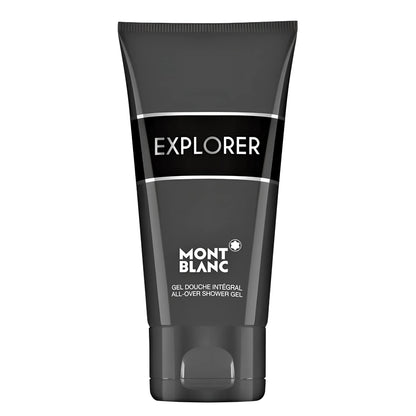 Montblanc Explorer Gel Shower Integral 150ml in elegant black packaging with silver details, an irresistible call to adventure.