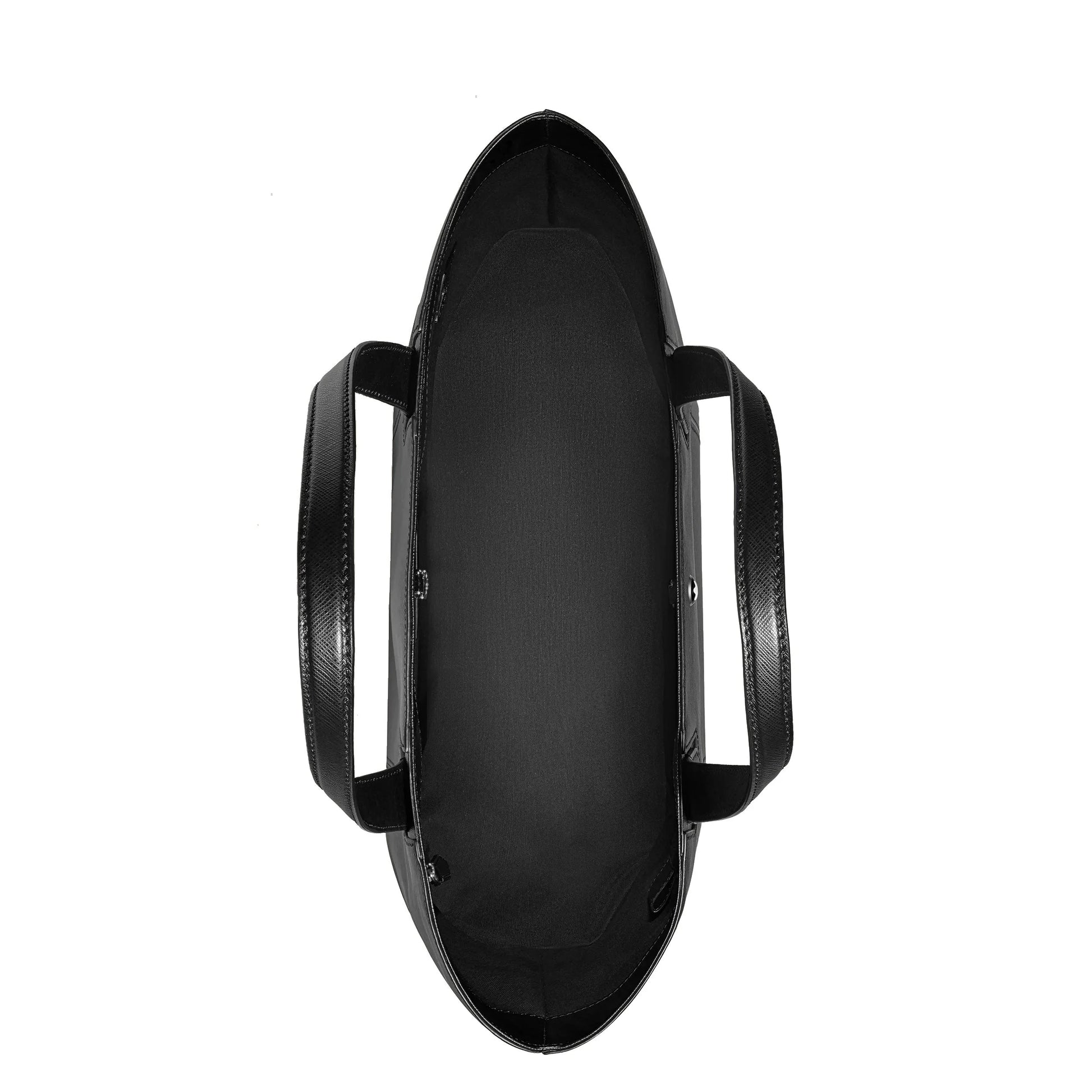Montblanc Sartorial Tote Bag in Black Glossy Leather with Structured Handles and Elegant Minimalist Design