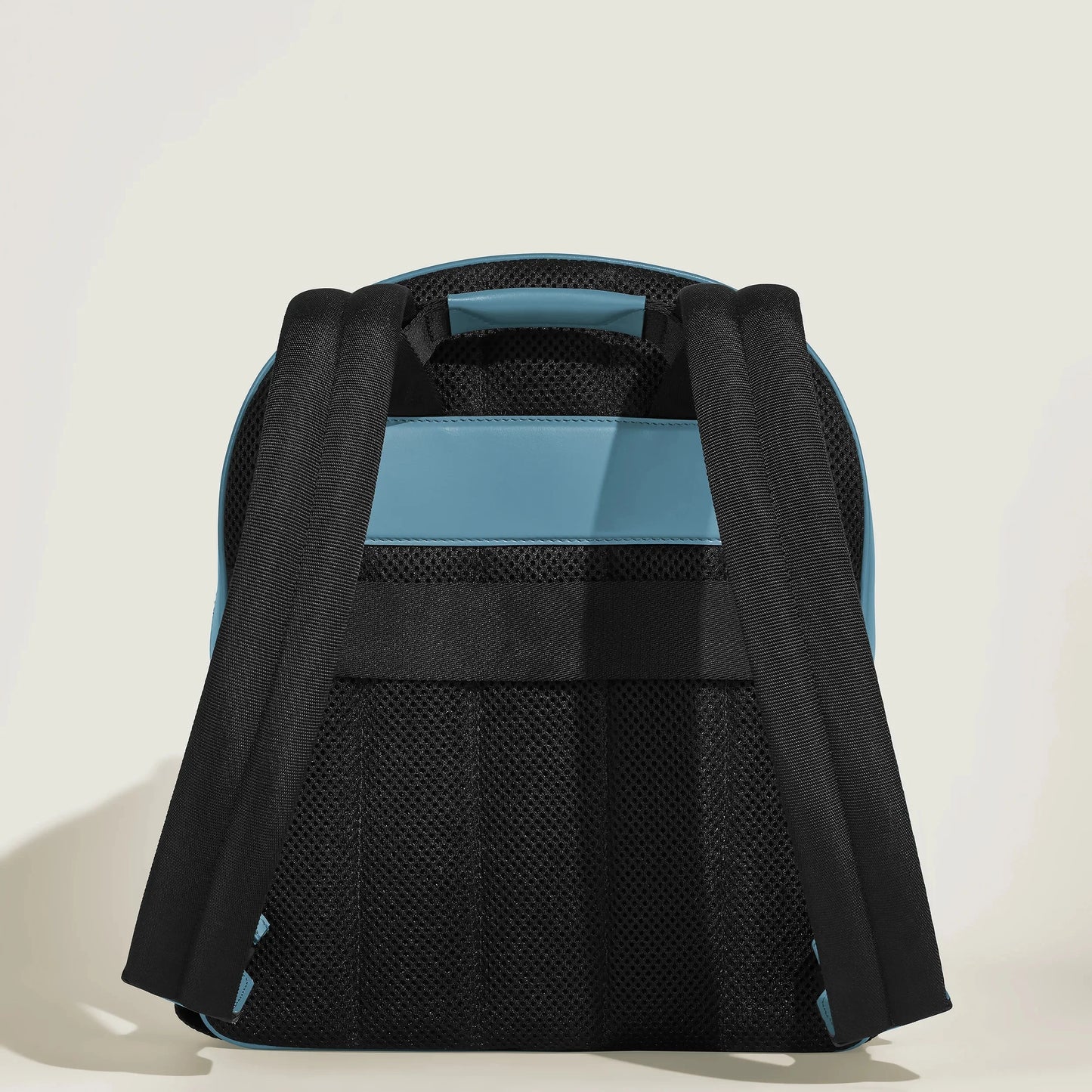 Montblanc Small Backpack 4810 Smoke Blue Leather with Structured Design and Padded Shoulder Straps in Elegant Mini Backpack