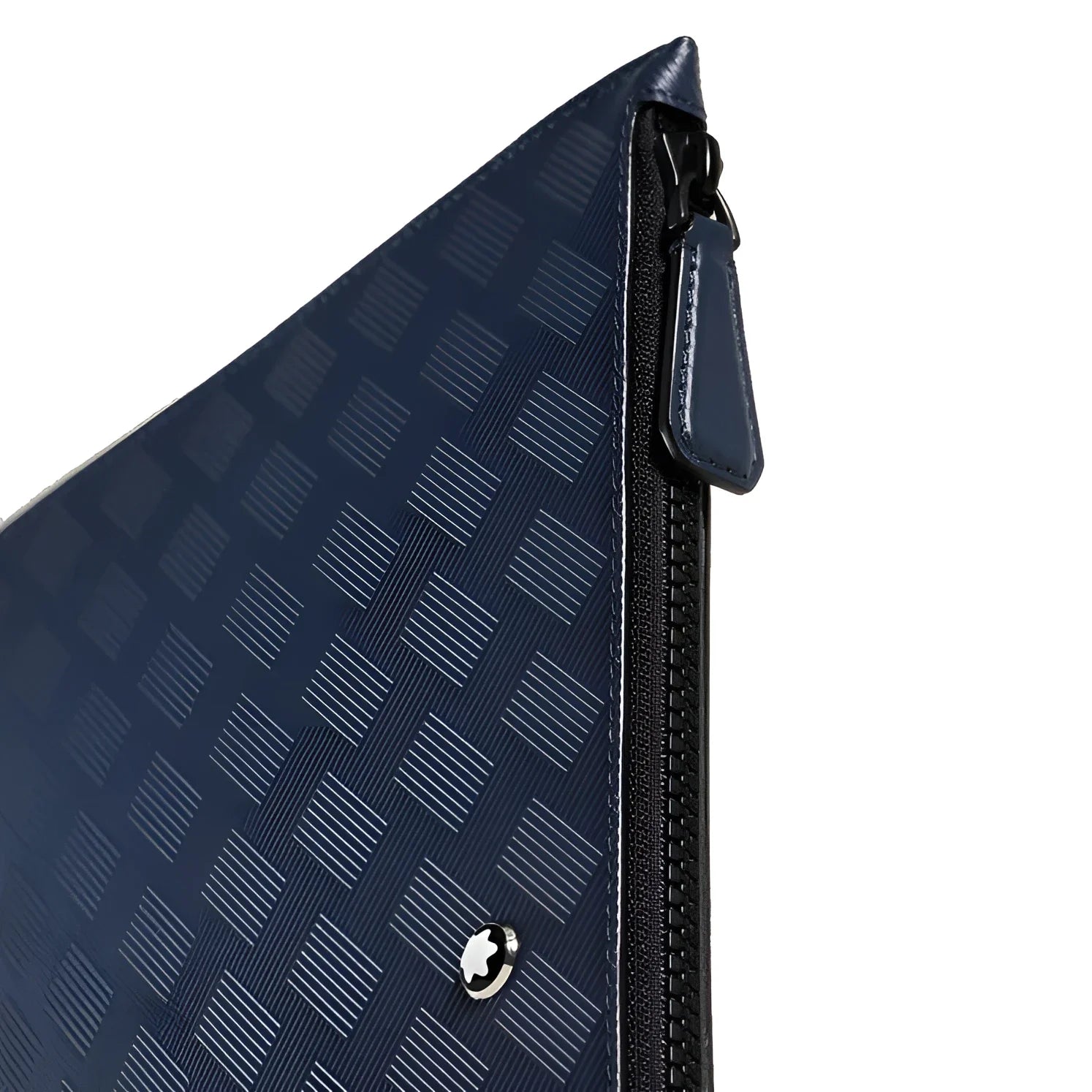 Montblanc pencil case ink blue with zip in leather and geometric pattern the Montblanc Extreme elegant pencil case