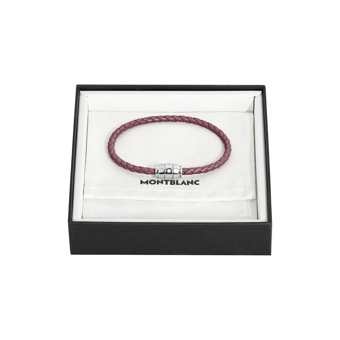 Montblanc Meisterst�ck Cassis Bordeaux Braided Leather Bracelet with Silver Metal Clasp in Gift Box