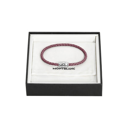 Montblanc Meisterst�ck Cassis Bordeaux Braided Leather Bracelet with Silver Metal Clasp in Gift Box