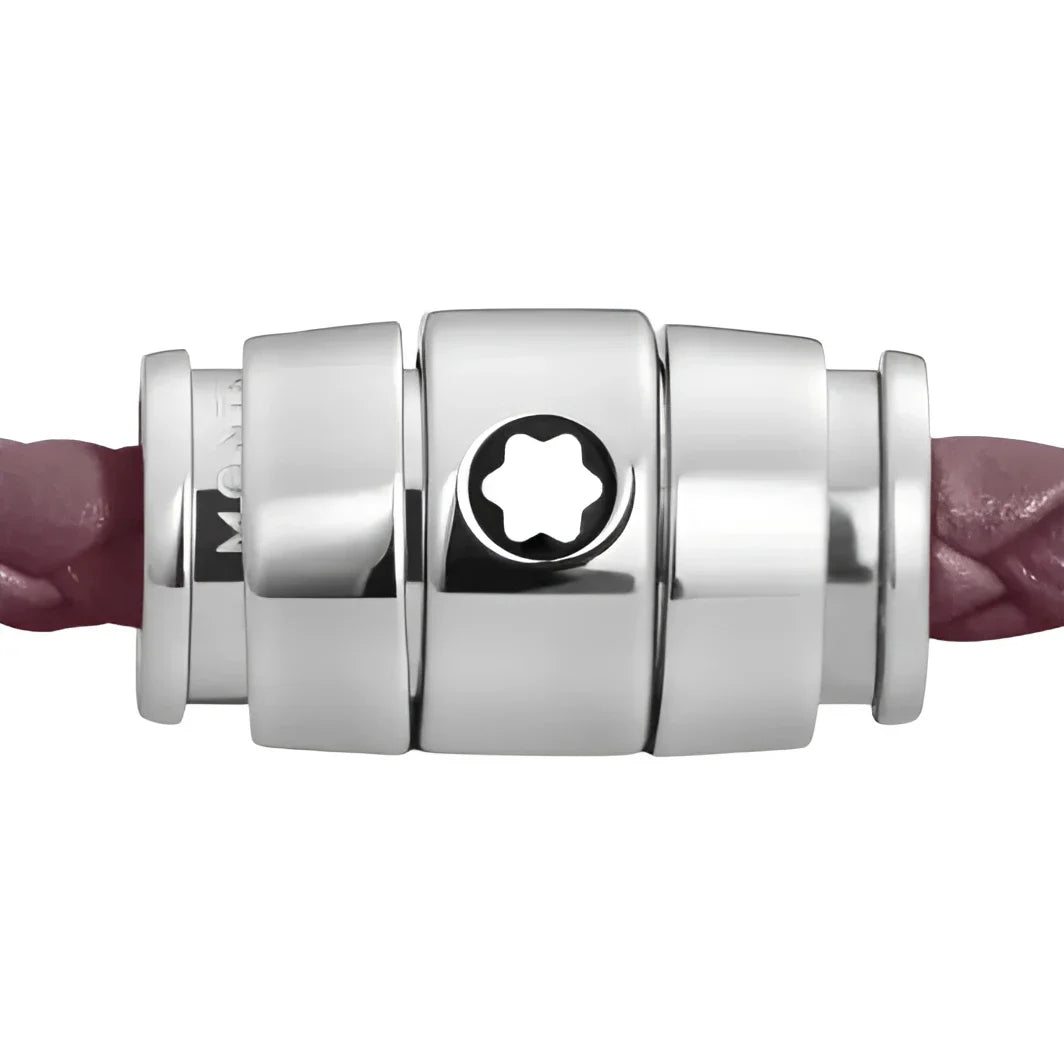 Montblanc Meisterst�ck Cassis leather bracelet with silver-tone steel clasp and three intertwined burgundy rings