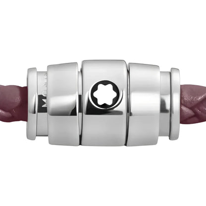 Montblanc Meisterst�ck Cassis leather bracelet with silver-tone steel clasp and three intertwined burgundy rings