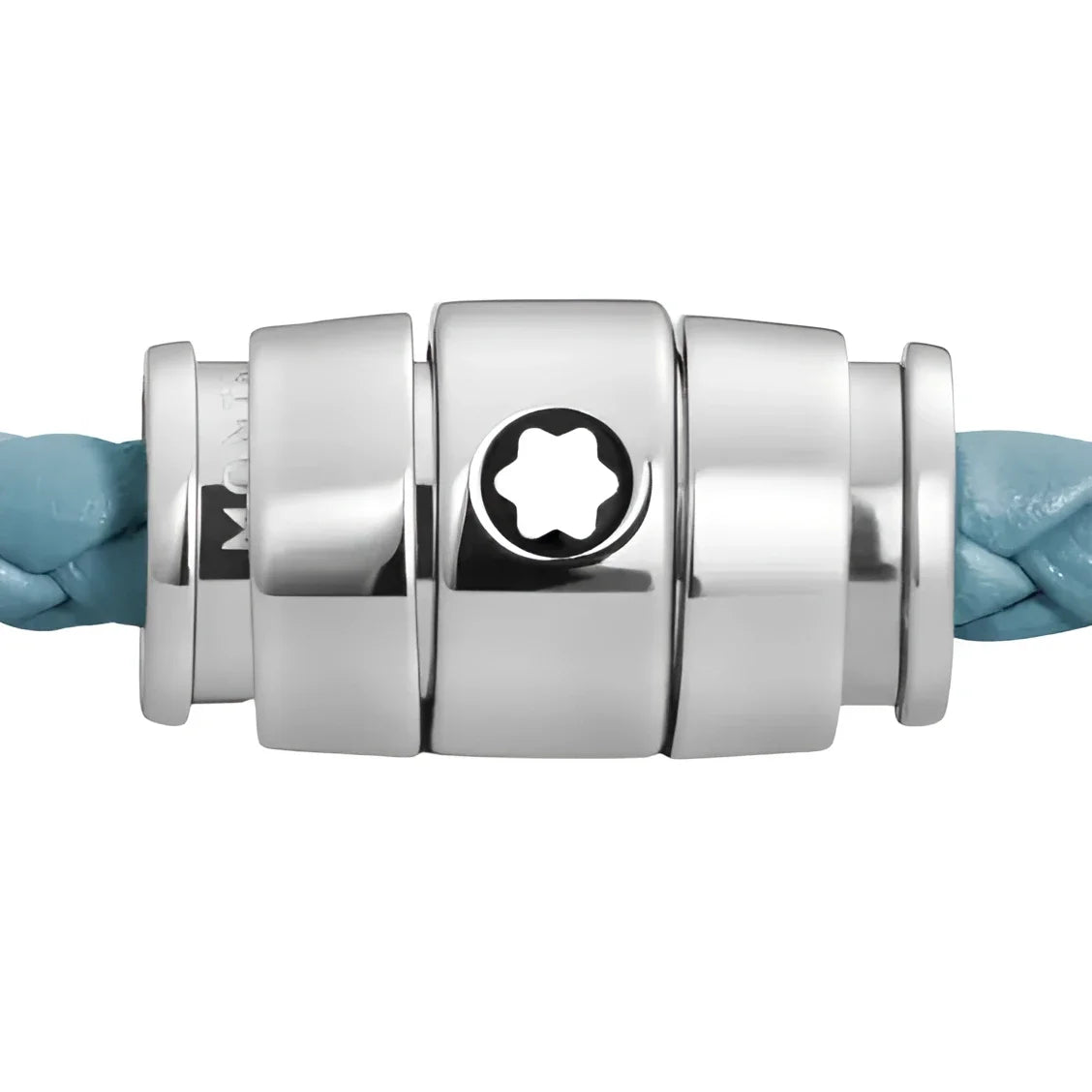Chiusura magnetica in acciaio con emblema a stella su cordoncino intrecciato in pelle meisterstück blu fumè