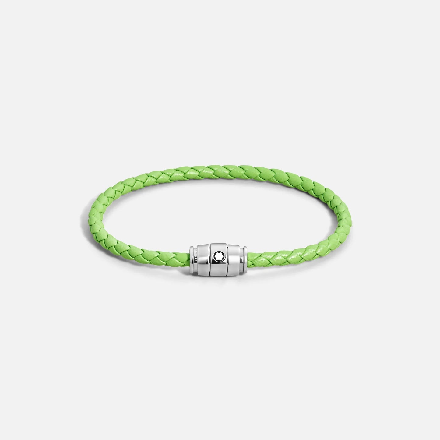 Montblanc Meisterst�ck Lime Green Braided Leather Bracelet with Silver Magnetic Clasp and Montblanc Emblem