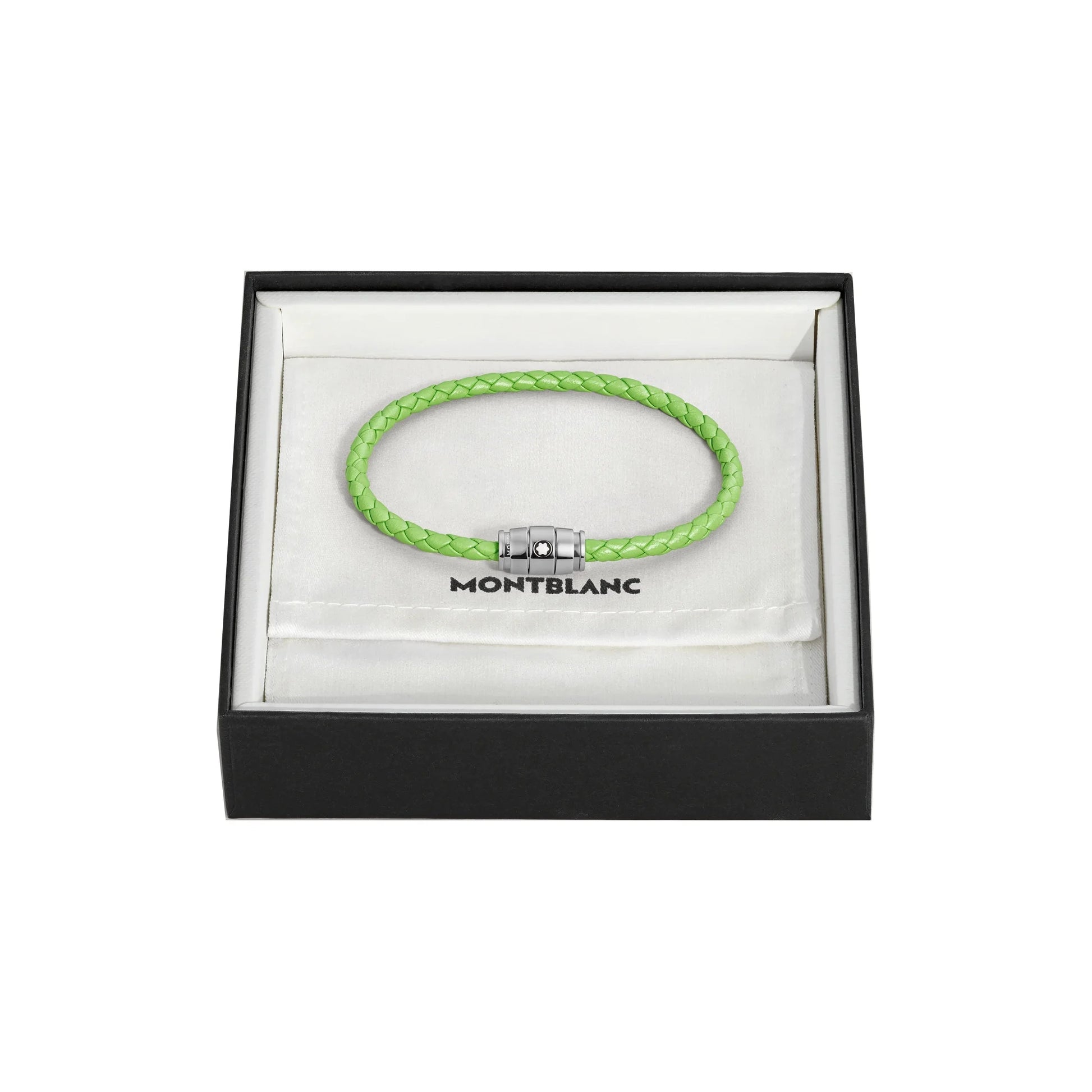 Montblanc Meisterst�ck Lime Green Braided Leather Bracelet with Steel Clasp Presented in an Elegant Gift Box