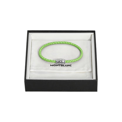 Montblanc Meisterst�ck Lime Green Braided Leather Bracelet with Steel Clasp Presented in an Elegant Gift Box