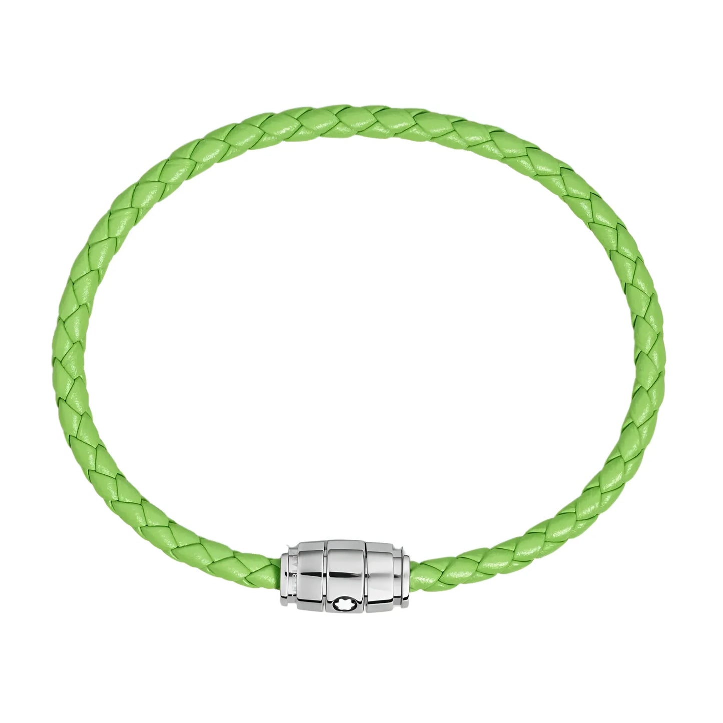 Montblanc Meisterst�ck Lime Leather Bracelet in Lime Green Woven Leather with Magnetic Steel Clasp 3 Rings Size L