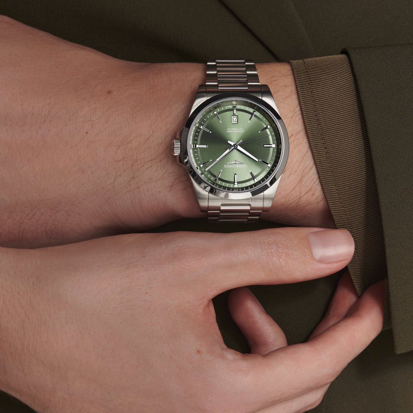 Longines Conquest watch 2023 41mm green steel automatic L3.830.4.02.6