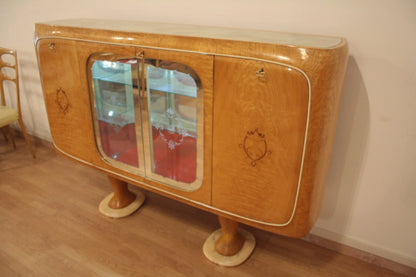 Mobile bar credenza vittorio dassi anni 50 in legno art deco credenza mid-century moderna elegante e funzionale
