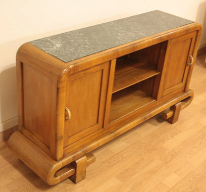 Toeletta in noce art decò anni 50 con piano in marmo elegante mobile vintage moderno italiano