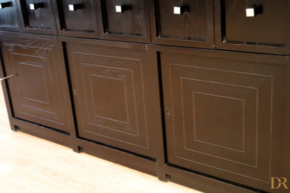 DS5 sideboard by Charles Rennie Mackintosh for Cassina, 1990s, in dark wood with square panel doors and black handles