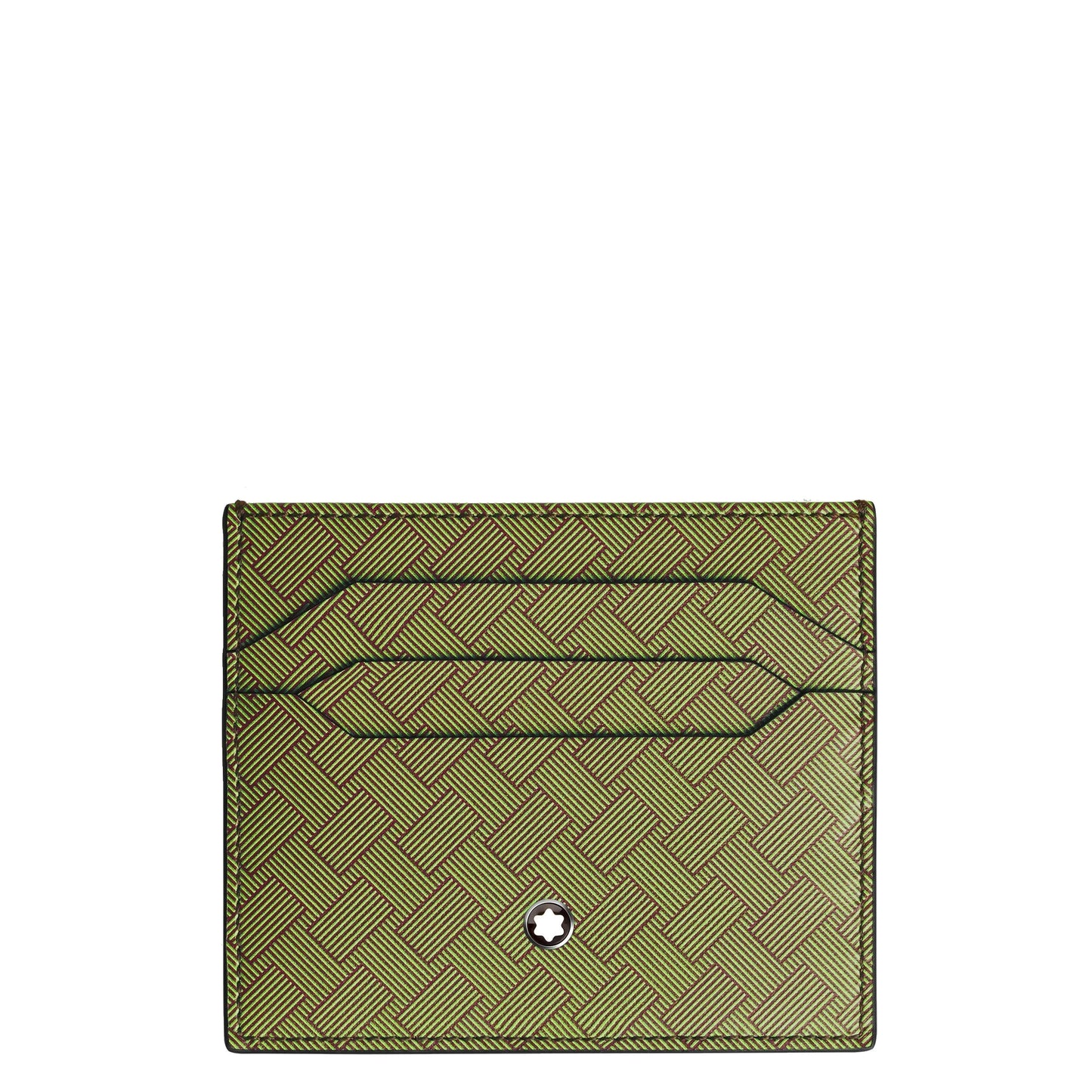 Montblanc Extreme 3.0 Card Holder Olive Green with Interwoven Pattern and Multi-Lime Silver Montblanc Emblem